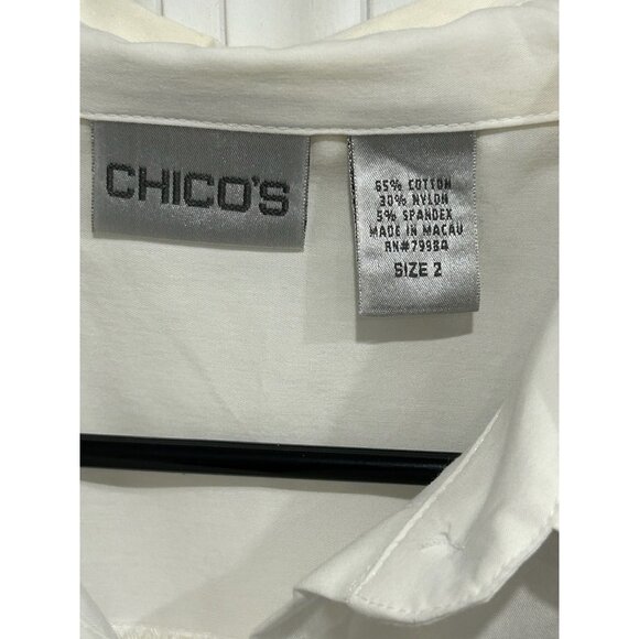 Chicos Womens White Button-Up Shirt Long Sleeve Collared Blouse Top Sz Large - Picture 5 of 9